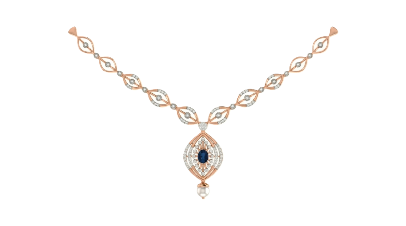 Gold & Diamond Gemstone Necklace Set KRC60042