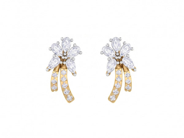 Gold & Diamond Floral Women Stud Earring KRC30392