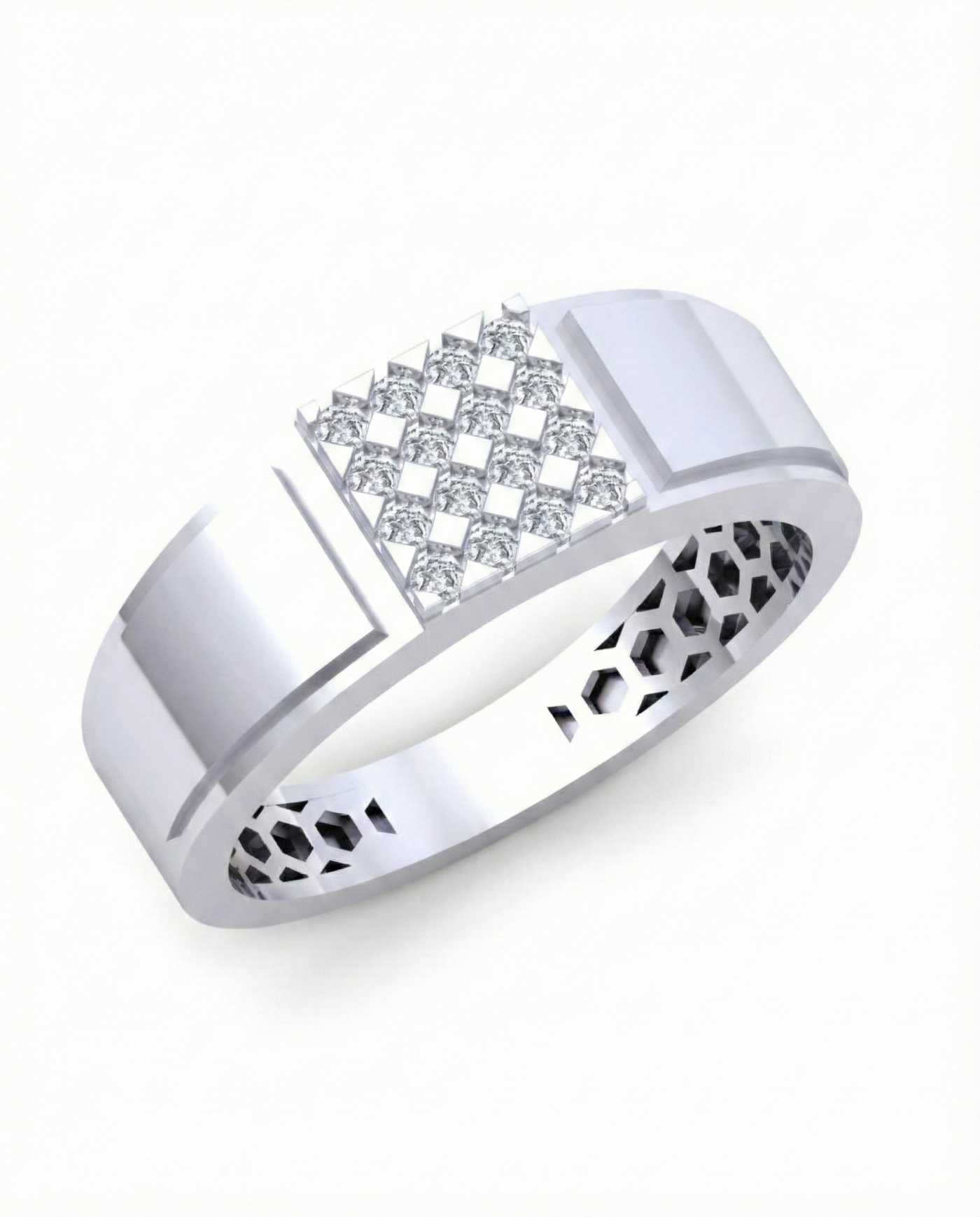 Gold & Diamond Square Ring For Men KRC20210