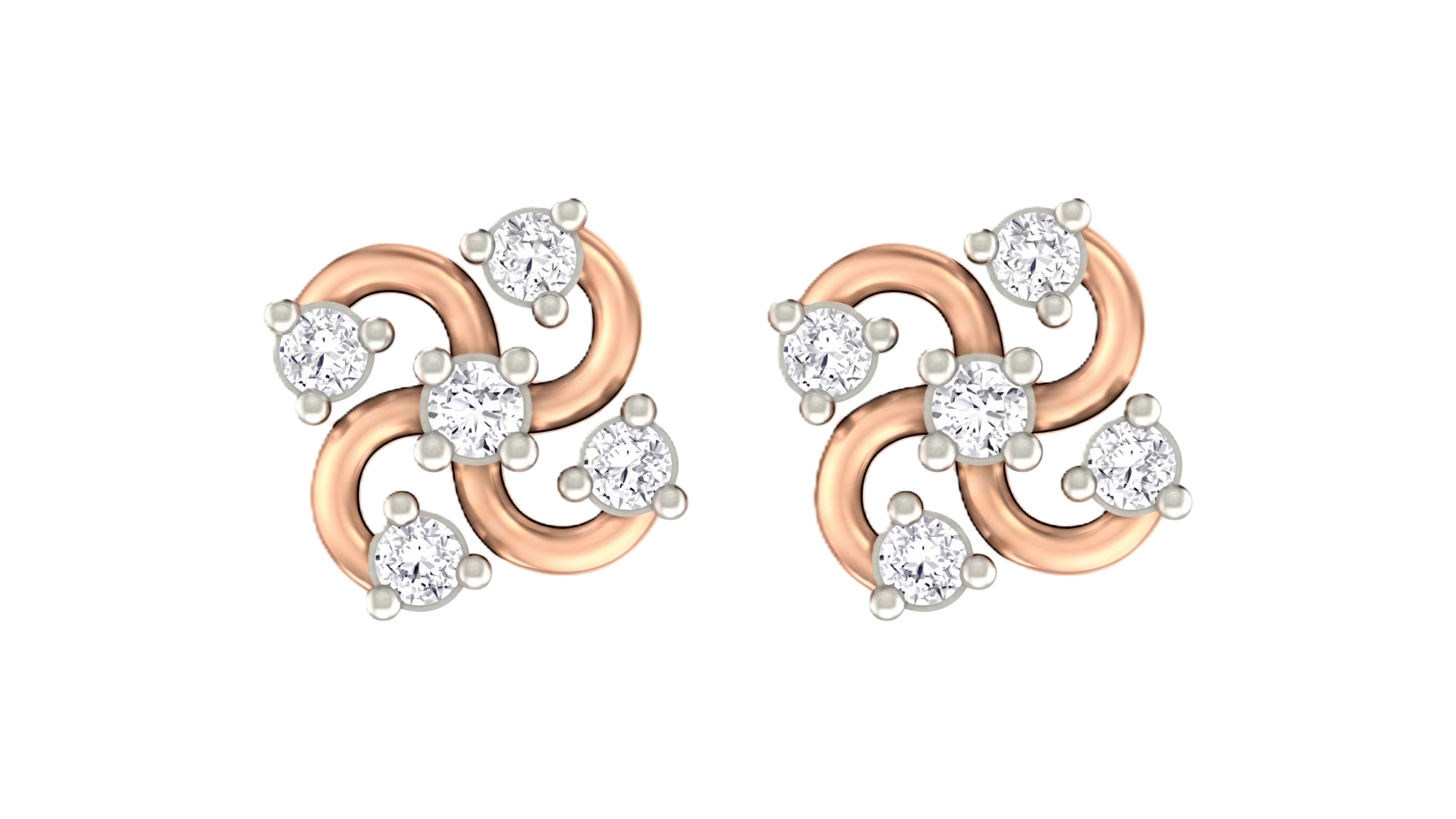 Floral Rose Gold Diamond Earring | under 30k 