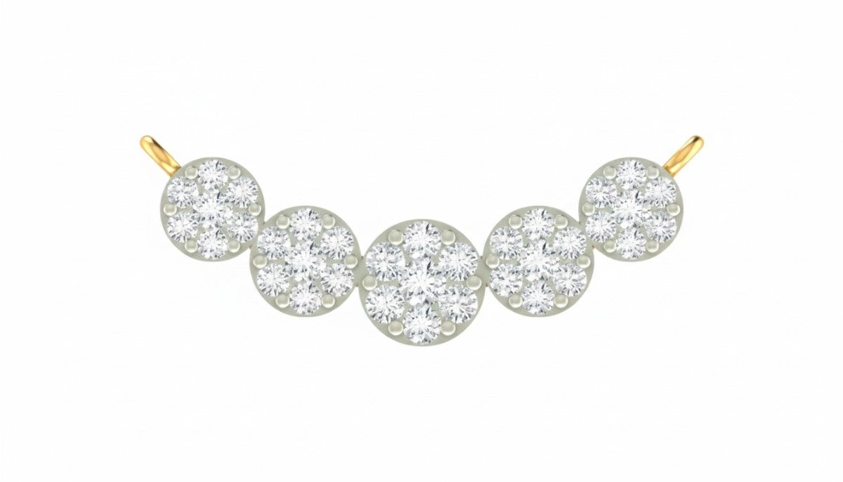 Yellow gold and diamond round mangalsutra on white background