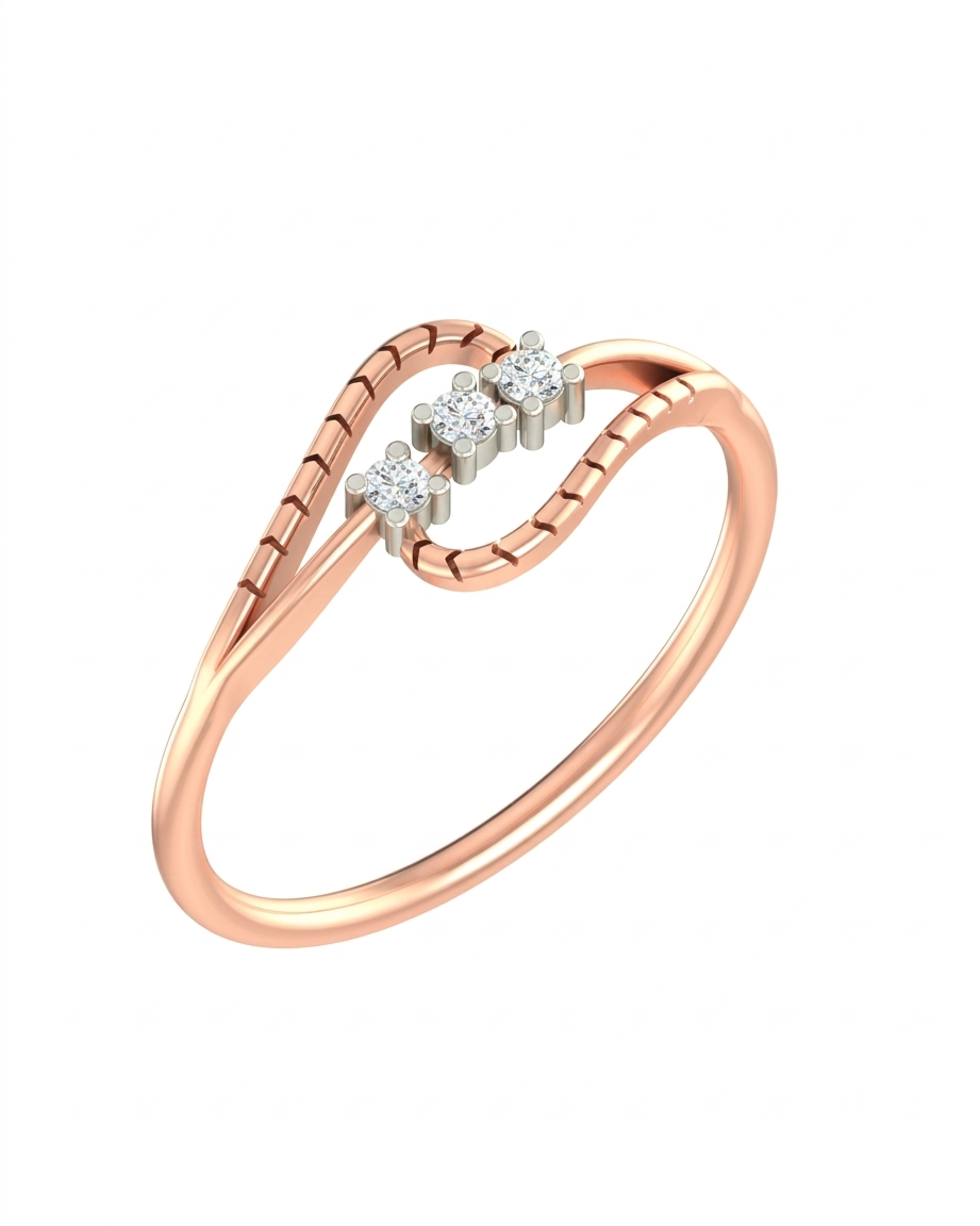 Gold & Diamond Lightweight Ring For Women KRB10103