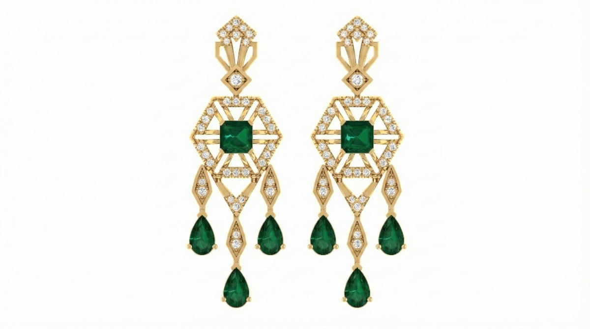 14K Gold & Diamond Women Gemstone Earring KRI44021ER