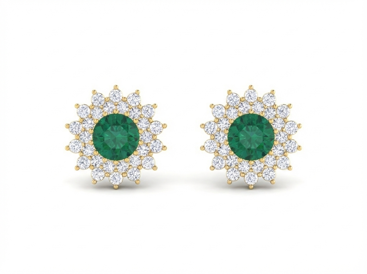 18K Gold & Diamond Women Gemstone Earring KRK40094E