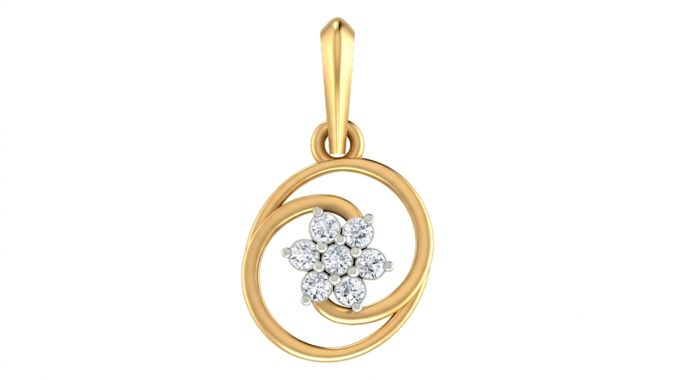 Gold & Diamond Floral Pendant Set KRC40587
