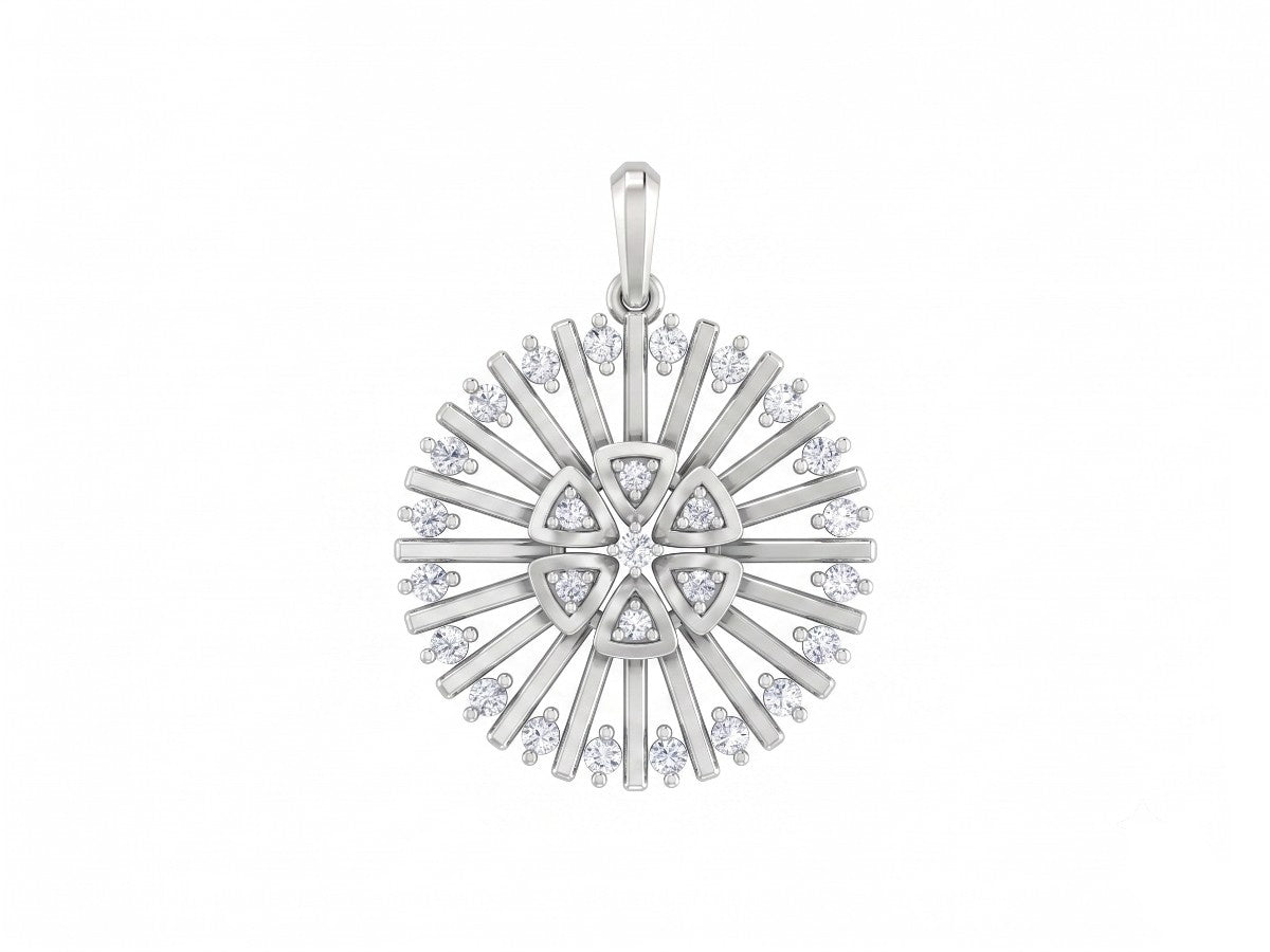 White gold & diamond Round-Shaped Pendant on white background