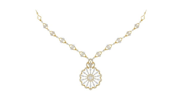 14K गोल्ड और डायमंड नेकलेस सेट KRI44018N