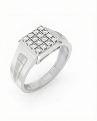 18K Gold & Diamond Square Ring For Men KRC60129