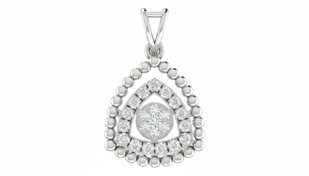 White gold and diamond partywear pendant on white background