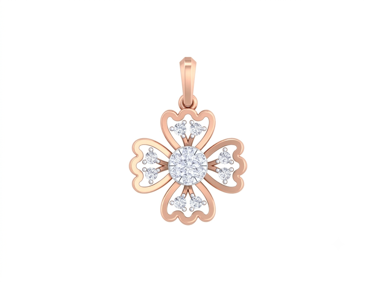 Gold & Diamond Floral Pendant Set KRC40700