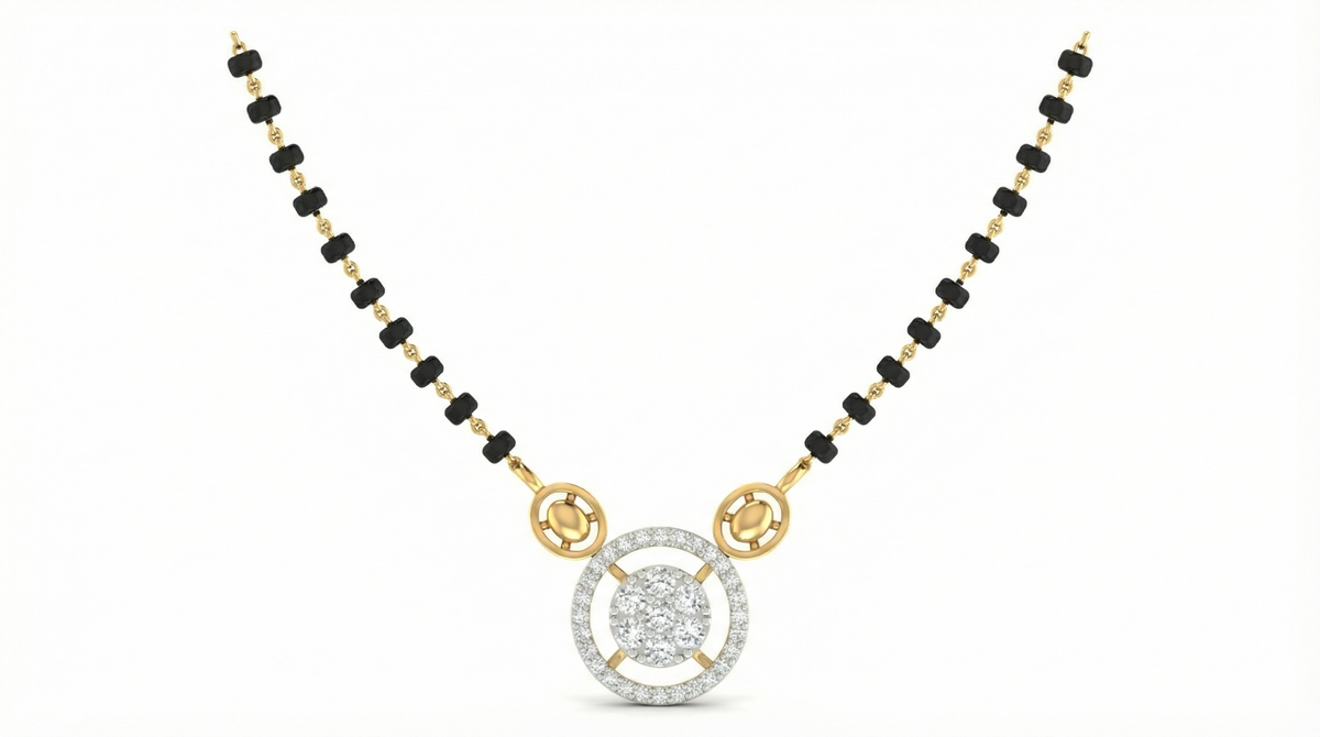 18K Gold & Diamond Beaded Mangalsutra For Women KRA90063