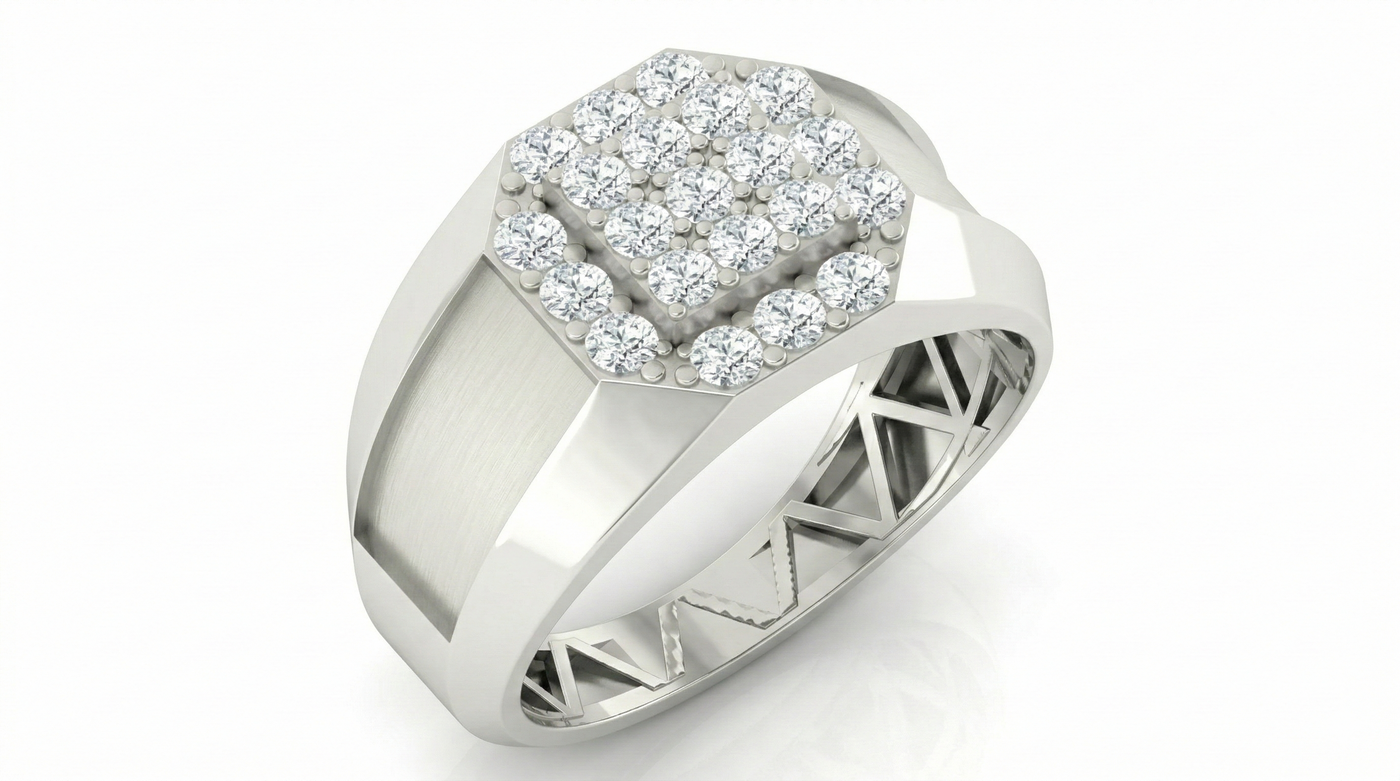 Gold & Diamond Band Ring For Men KRC20170