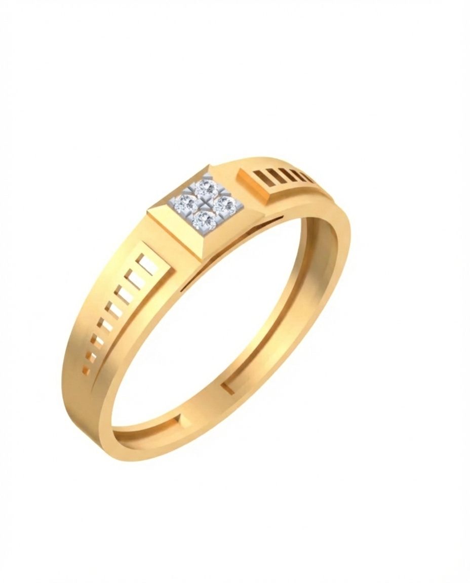 Gold & Diamond Band Ring For Men KRC20071