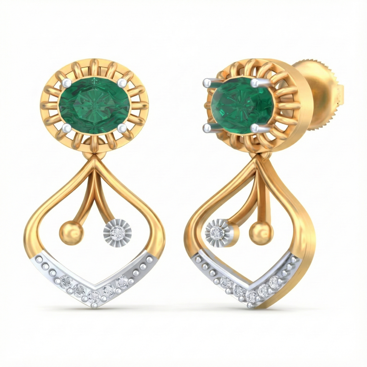 14K Gold & Diamond Women Gemstone Earring KRB44064E