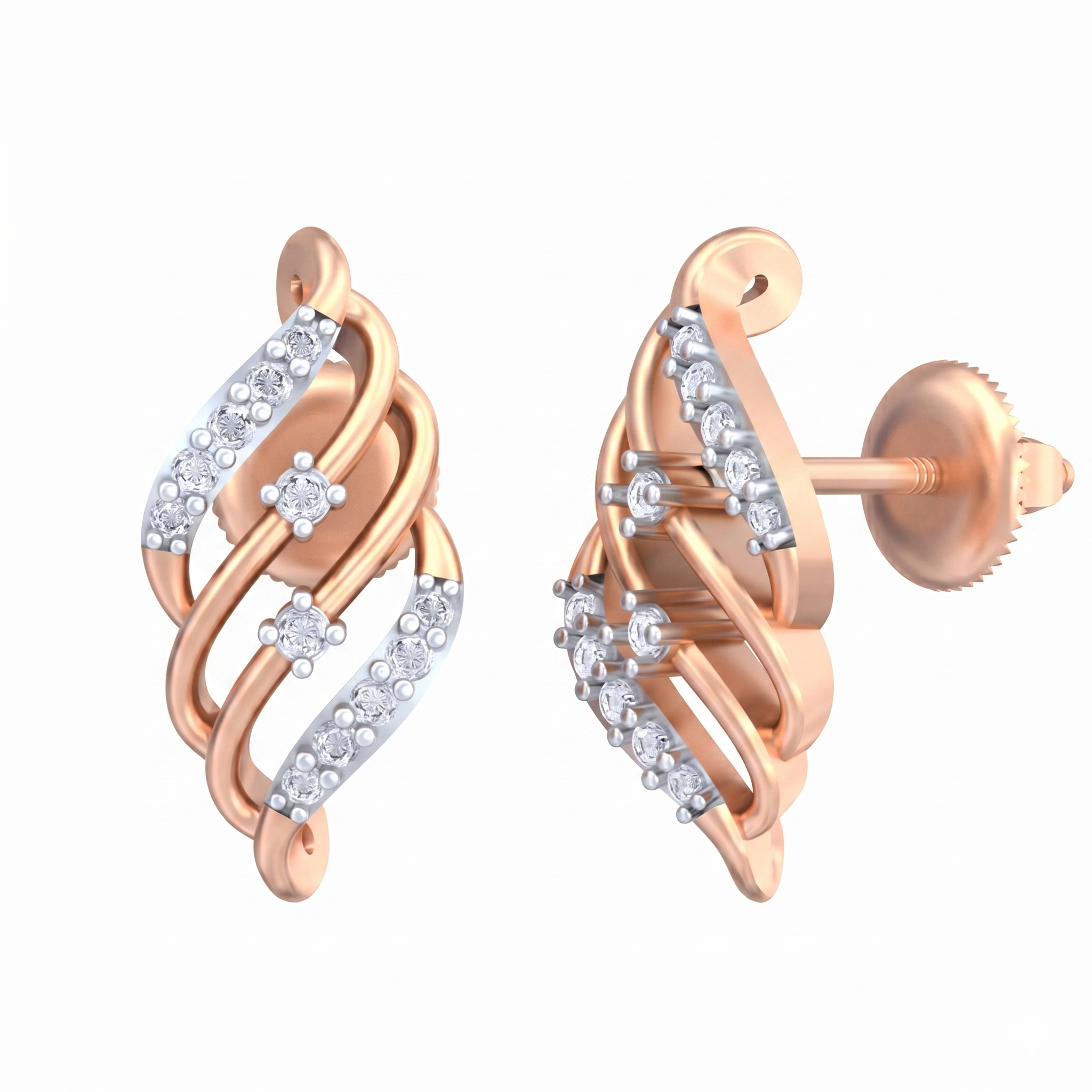 Rose Gold Diamond Earring | under 40k 