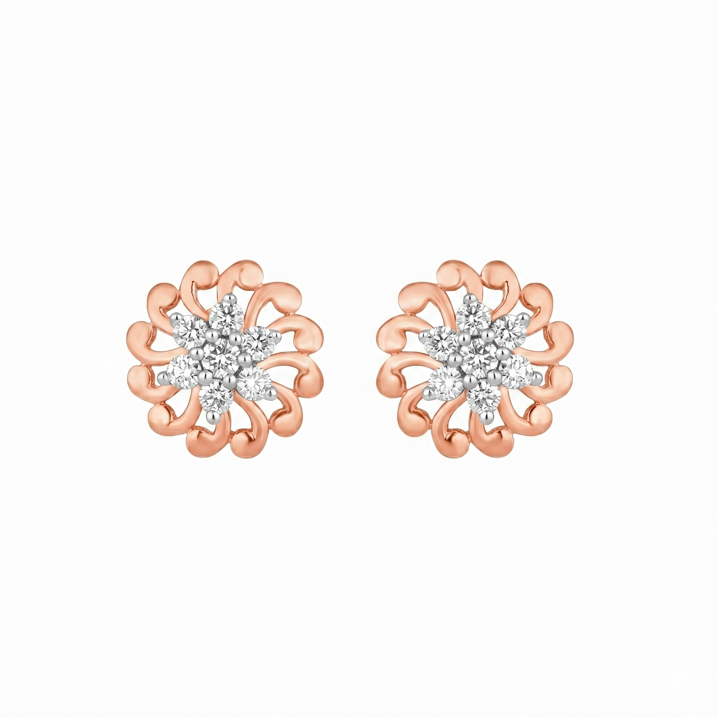 Gold & Diamond Stud Floral Women Earring ES0055MYD0001