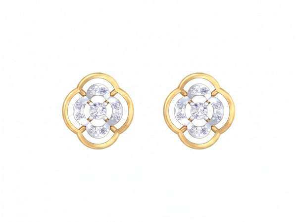 Gold & Diamond Floral Women Stud Earring KRB30209