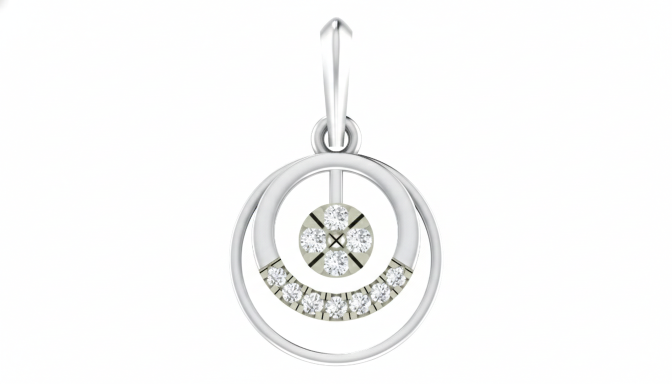Minimal Gold & Diamond Round-Shaped Pendant Set KRC40596