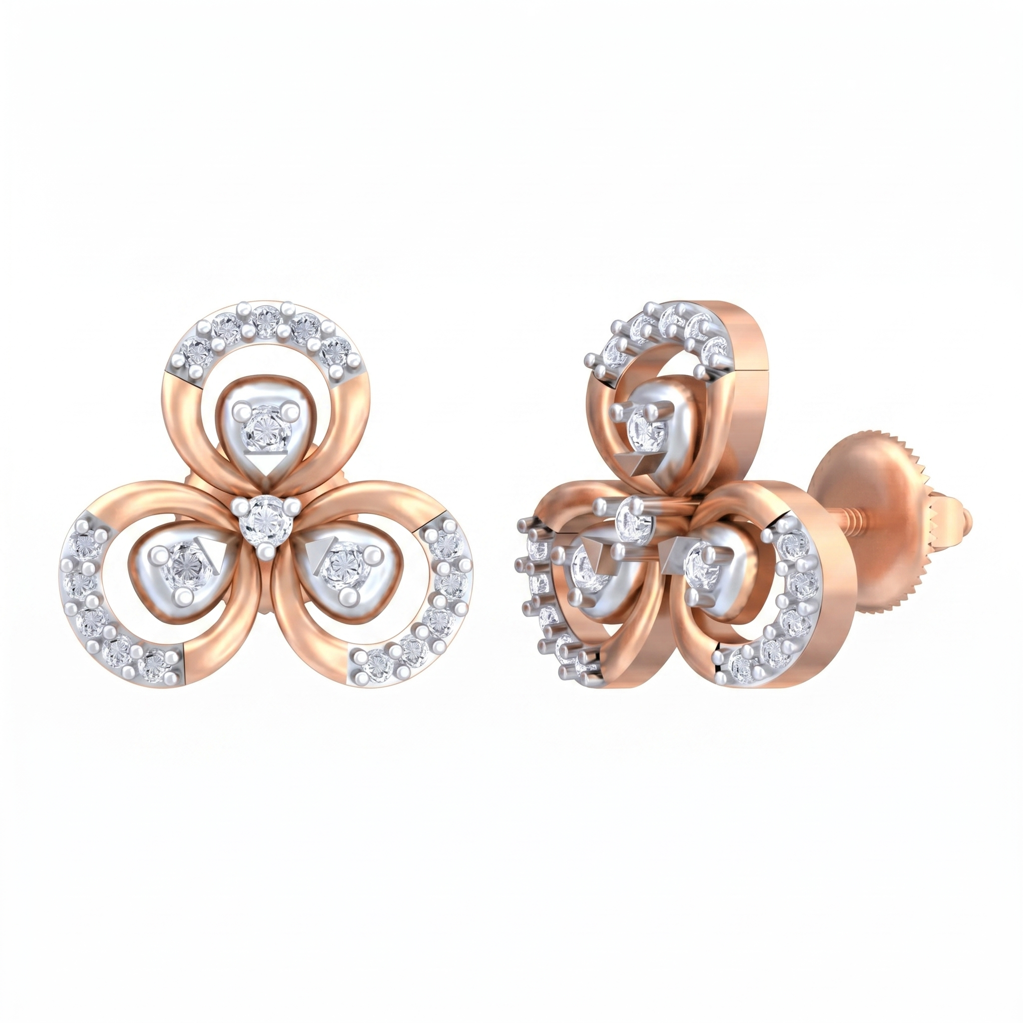 Floral Rose Gold Diamond Earring | under 40k 