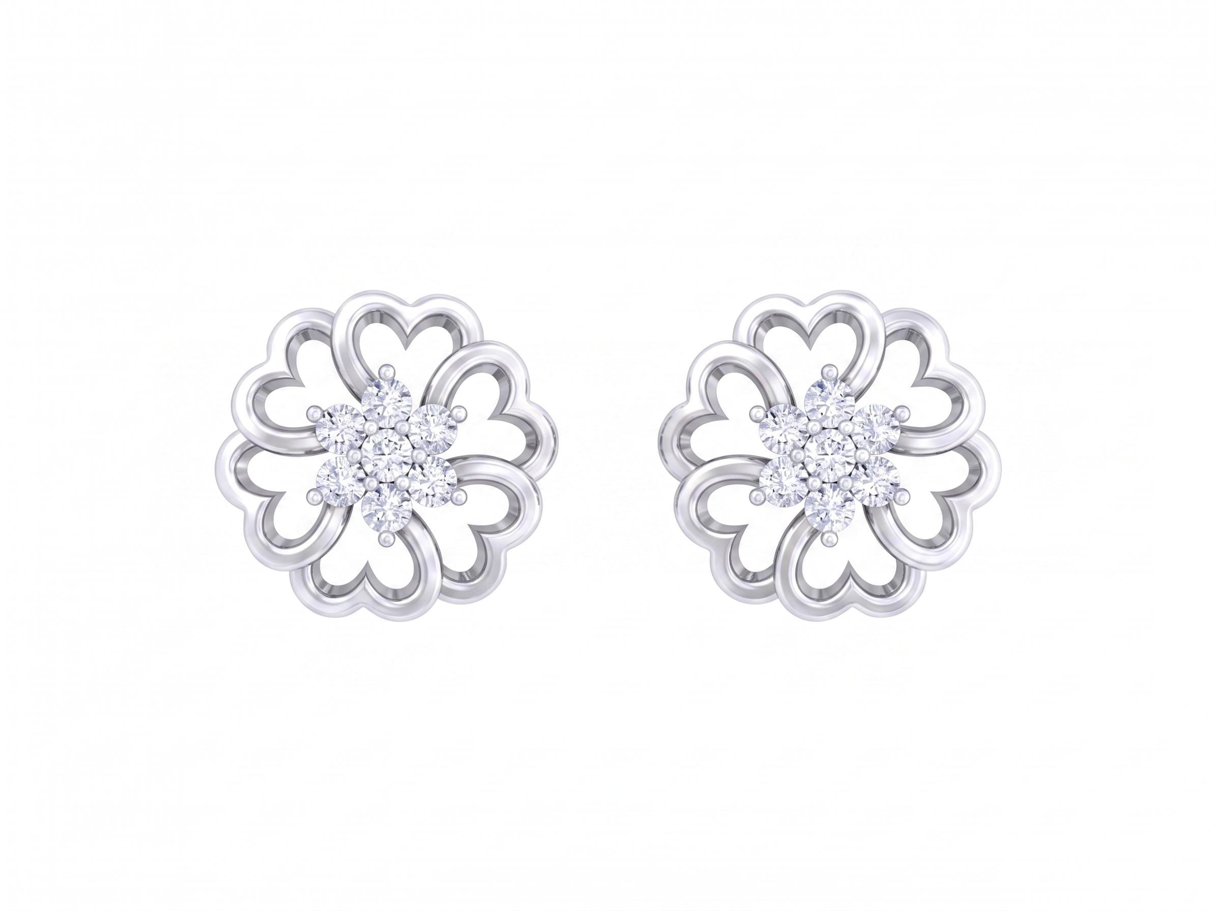 Floral White Gold Diamond Earring | under 40k 