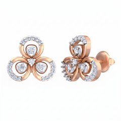 Floral Rose Gold Diamond Earring | under 40k 