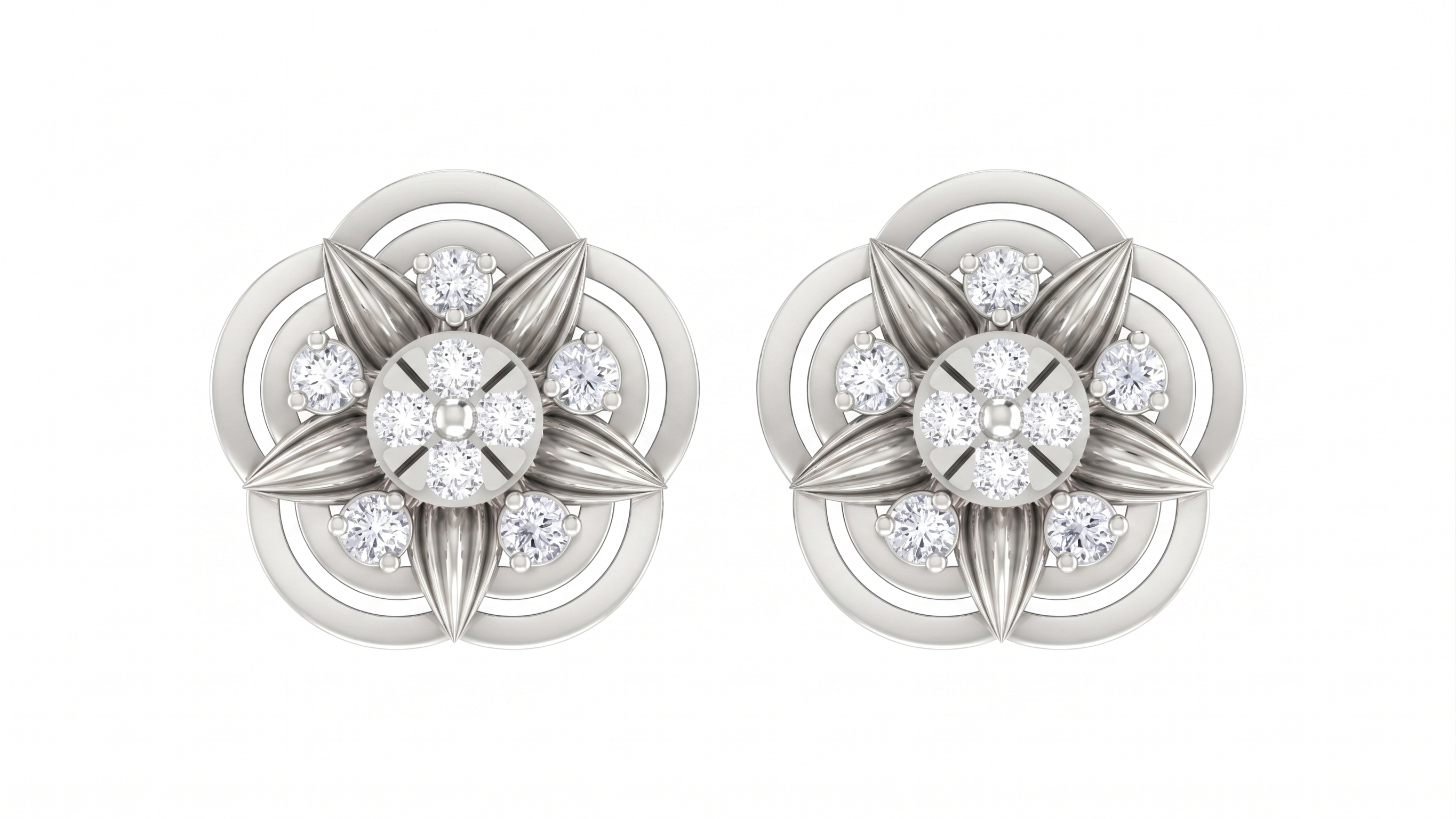 Floral White Gold Diamond Earring | under 40k 