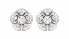 Floral White Gold Diamond Earring | under 40k 