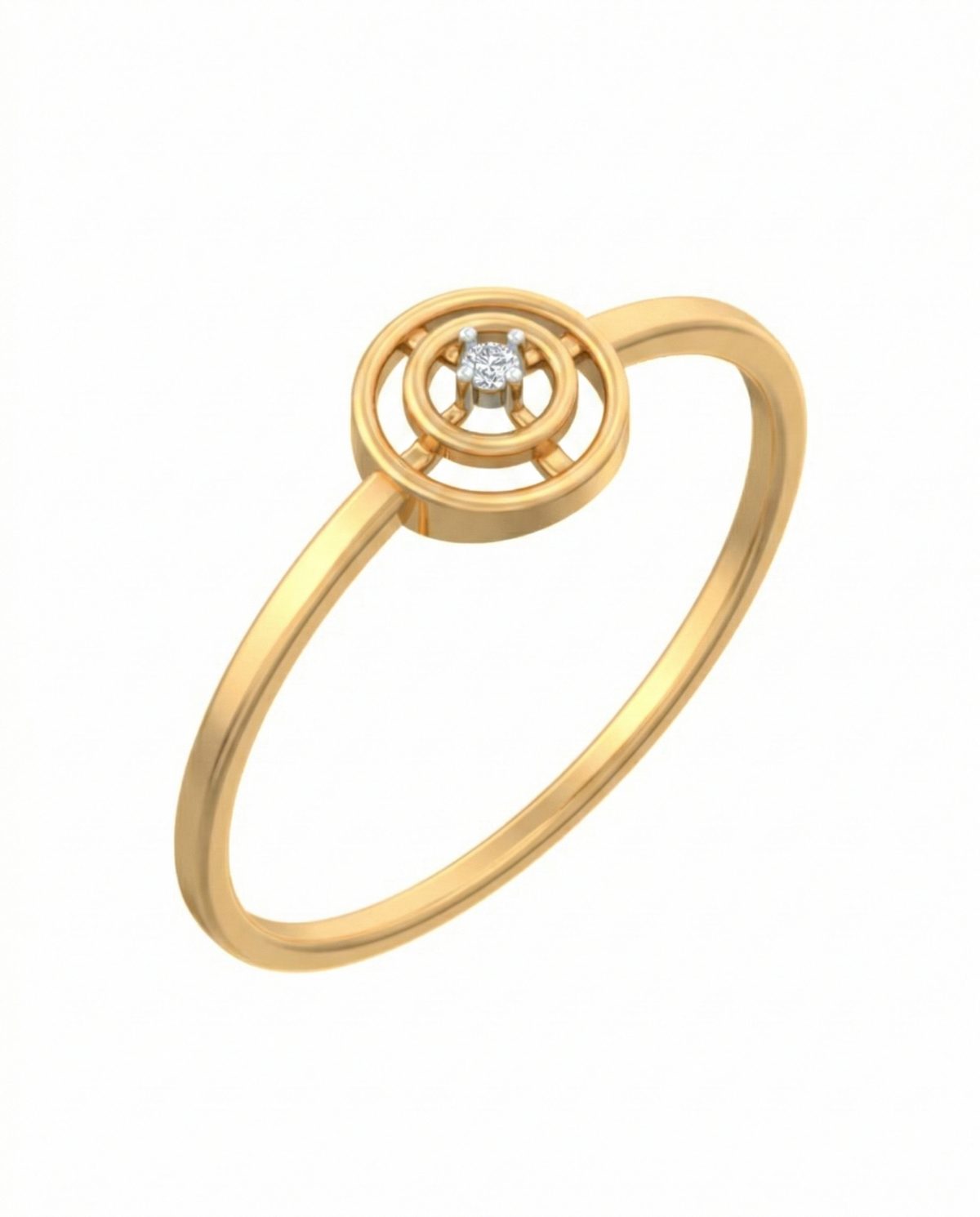 18K Gold & Diamond Solitaire Band Ring For Women KSK163