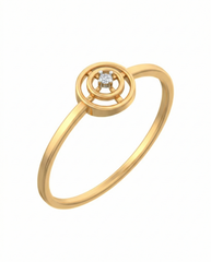 18K Gold & Diamond Solitaire Band Ring For Women KSK163