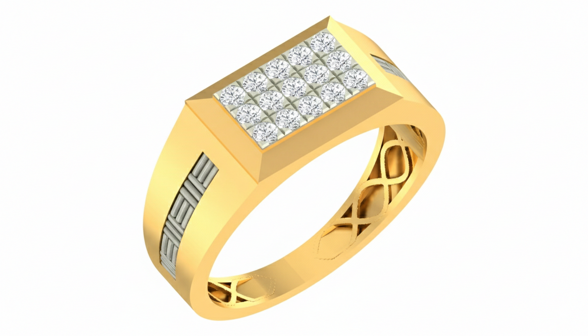 18K Gold & Diamond Band Ring For Men KRA60208