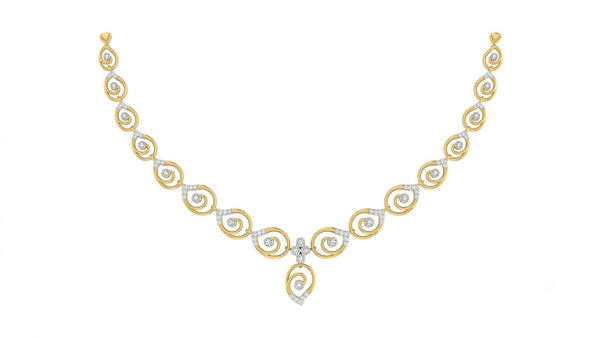 14K सोने और हीरे का हल्का नेकलेस सेट KRA44175N