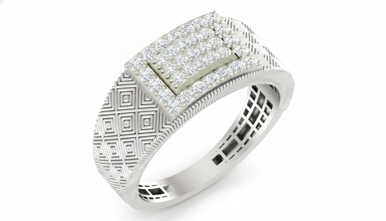 Gold & Diamond Band Ring For Men KRC20151