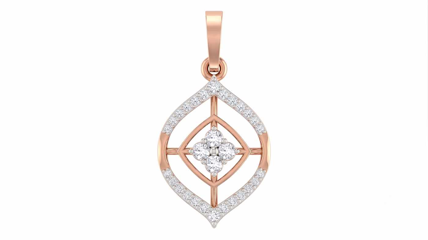 Gold & Diamond Floral Pendant Set KRC40708