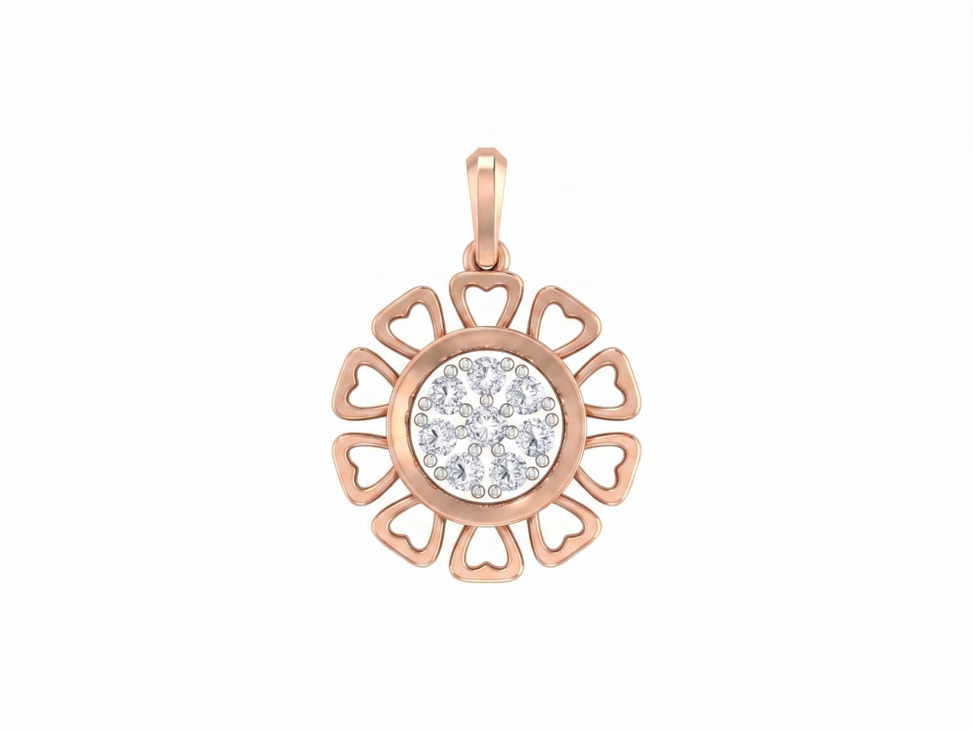 Gold & Diamond Floral Pendant Set KRC40703