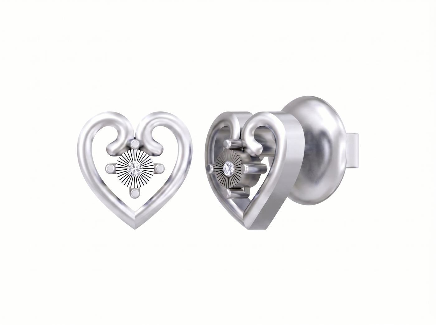 Gold & Diamond Heart-Shaped Women Stud Earring KRC30172