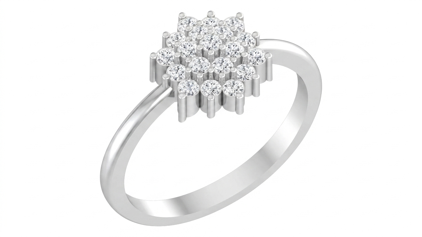 Gold & Diamond Floral Ring For Women KRC10213