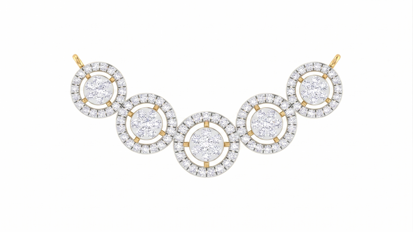 Luxury Gold & Diamond Halo Mangalsutra For Women KRC50202