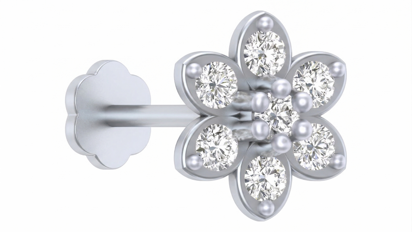 Gold & Diamond Stud Nose Pin KRC80186