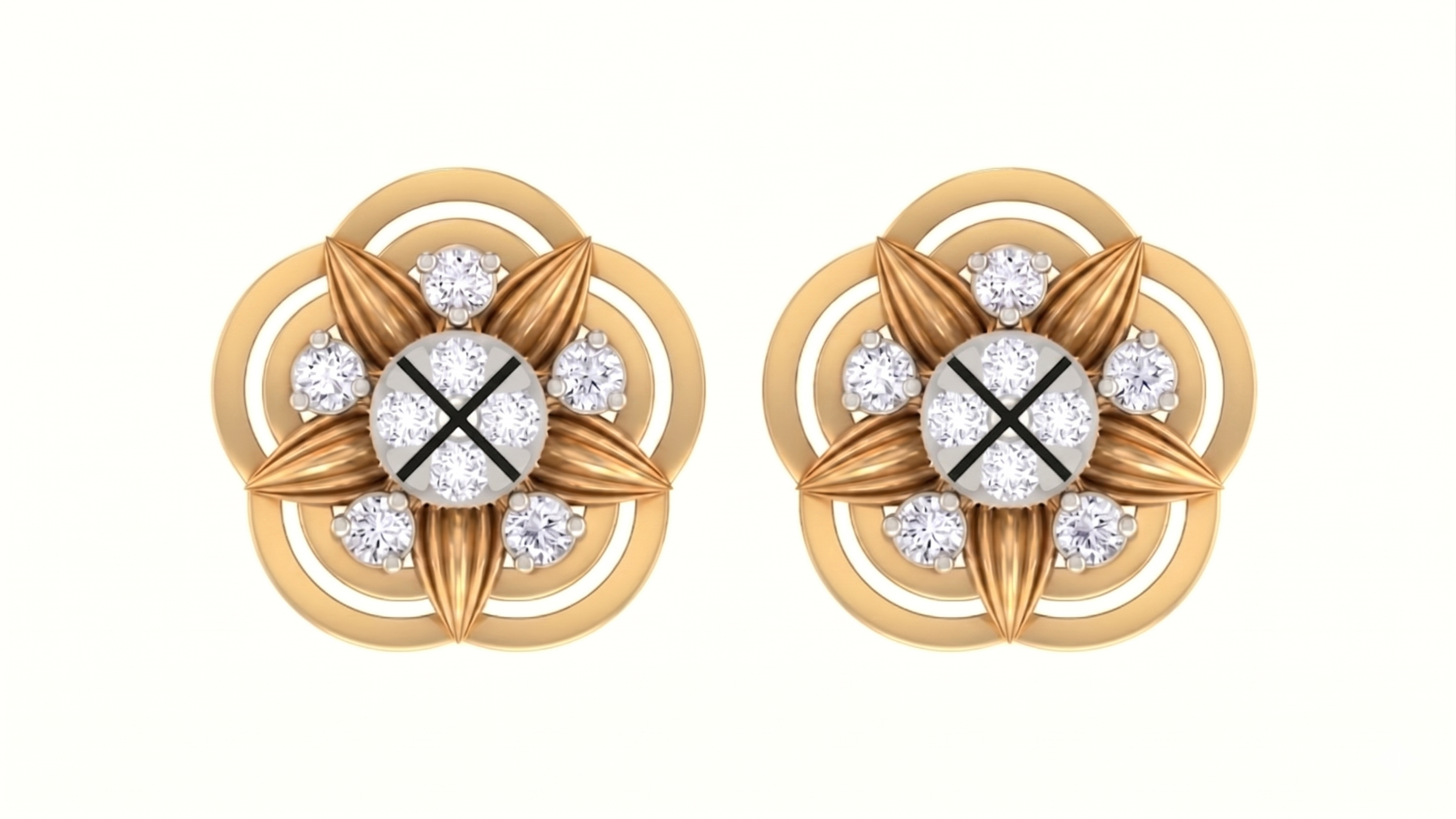 Floral Yellow Gold Diamond Earring | under 40k 
