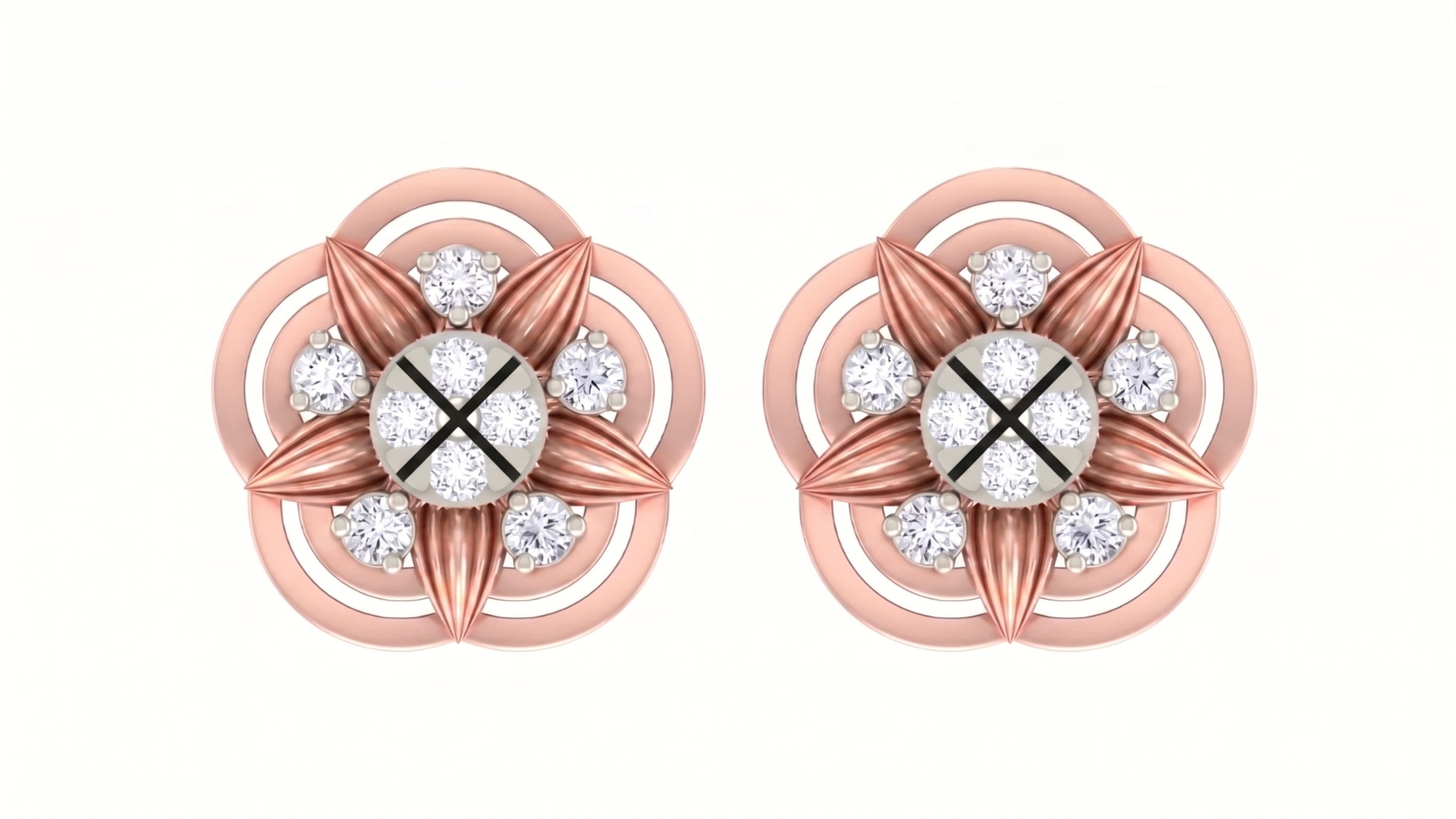 Floral Rose Gold Diamond Earring | under 40k 