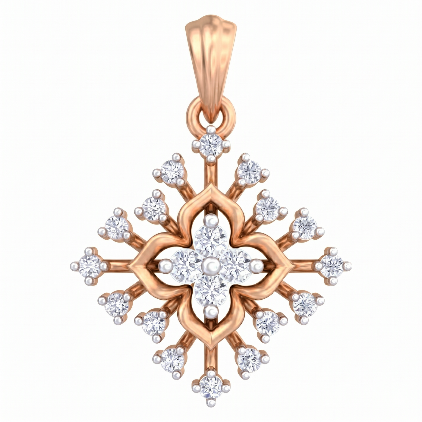 Gold & Diamond Floral Pendant Set KRC40635