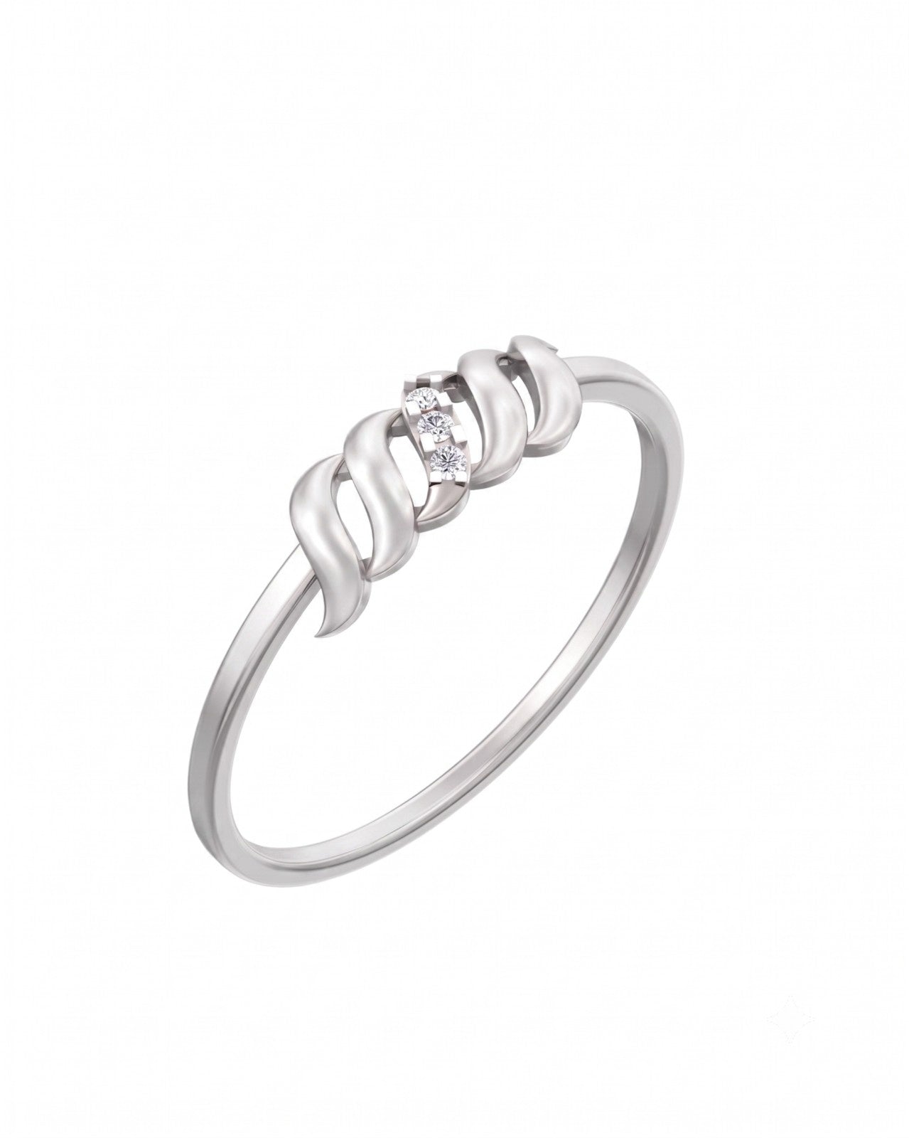 White gold ring with a diamond on a white background

