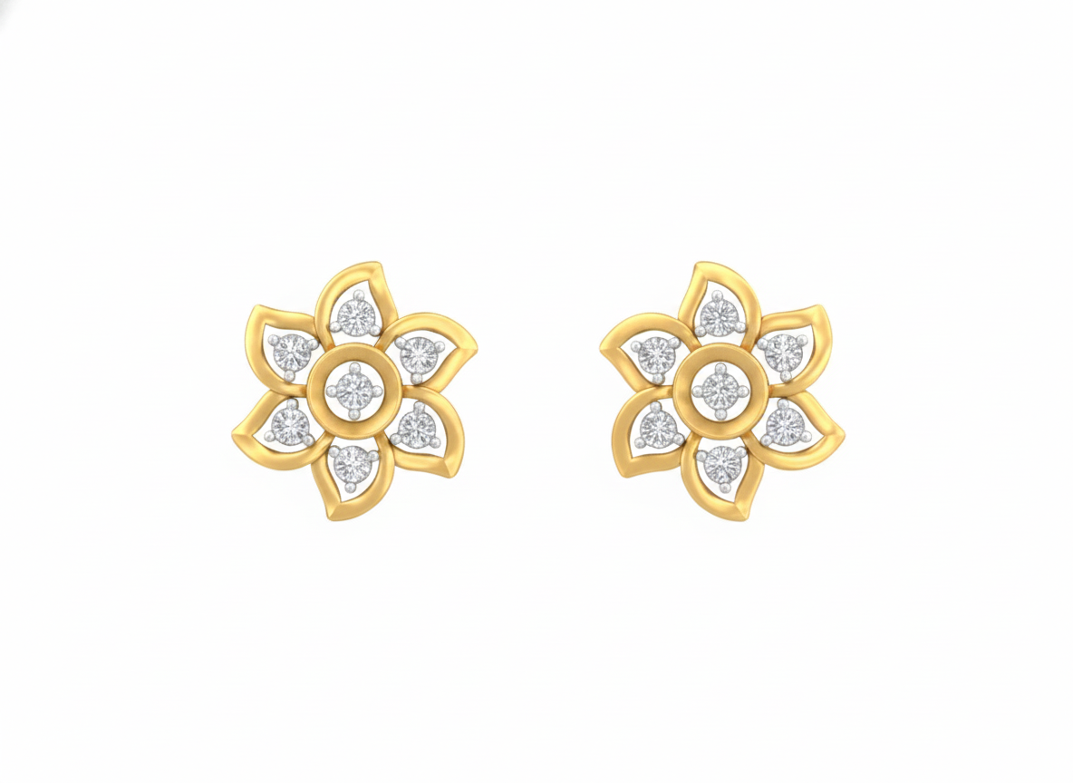 18K Gold & Diamond Women Stud Earring KRK30039