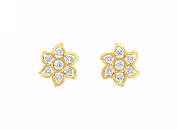 Gold & Diamond floral Stud Women Earring KRB30204
