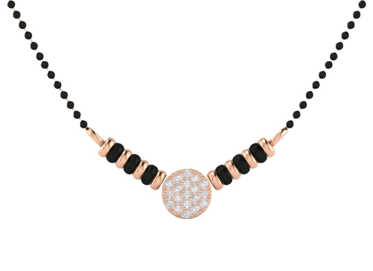 Rose gold & diamond beaded mangalsutra on white background