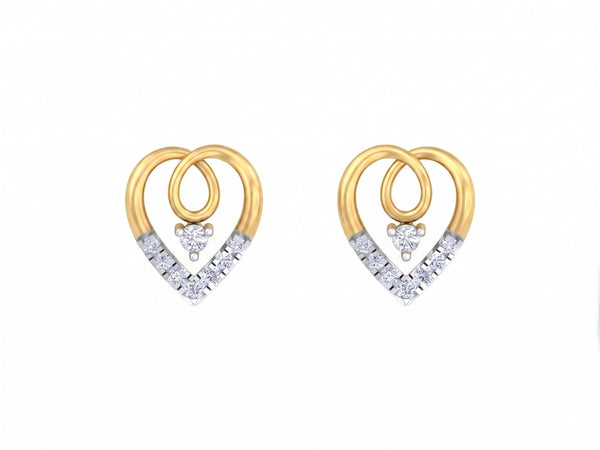 Gold & Diamond Women Heart-Shaped Stud Earring KRB30212