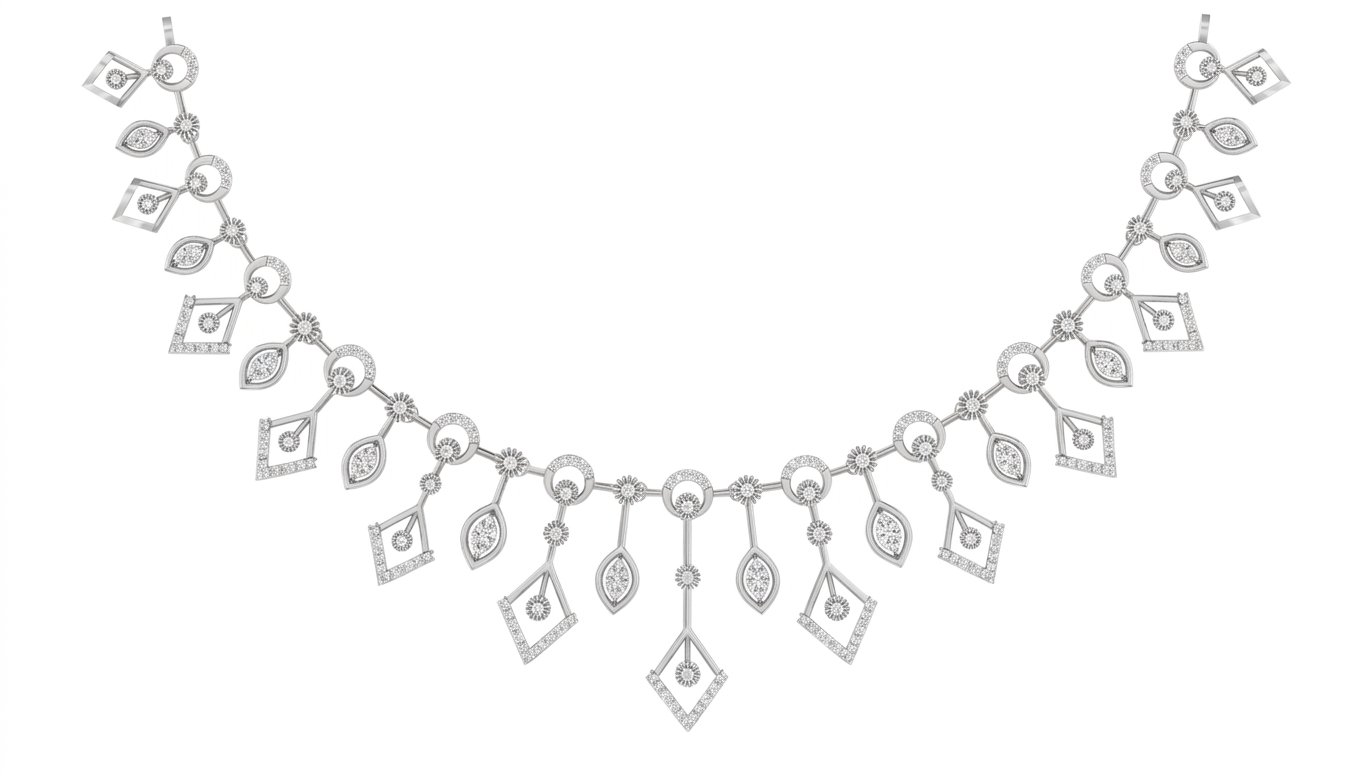 Gold & Diamond Choker Necklace Set KRC60153