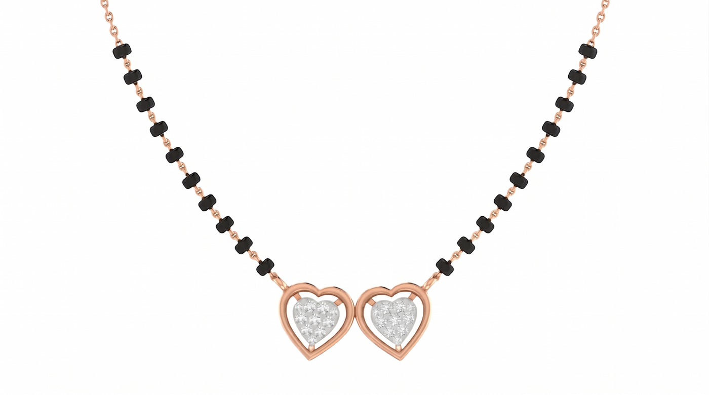 Gold & Diamond Heart Mangalsutra For Women KRC50095