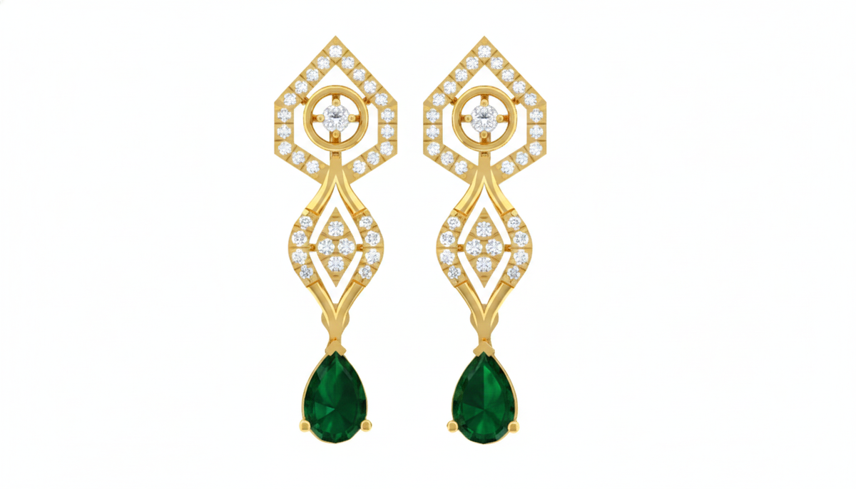 14K Gold & Diamond Women Gemstone Earring KRI44019E