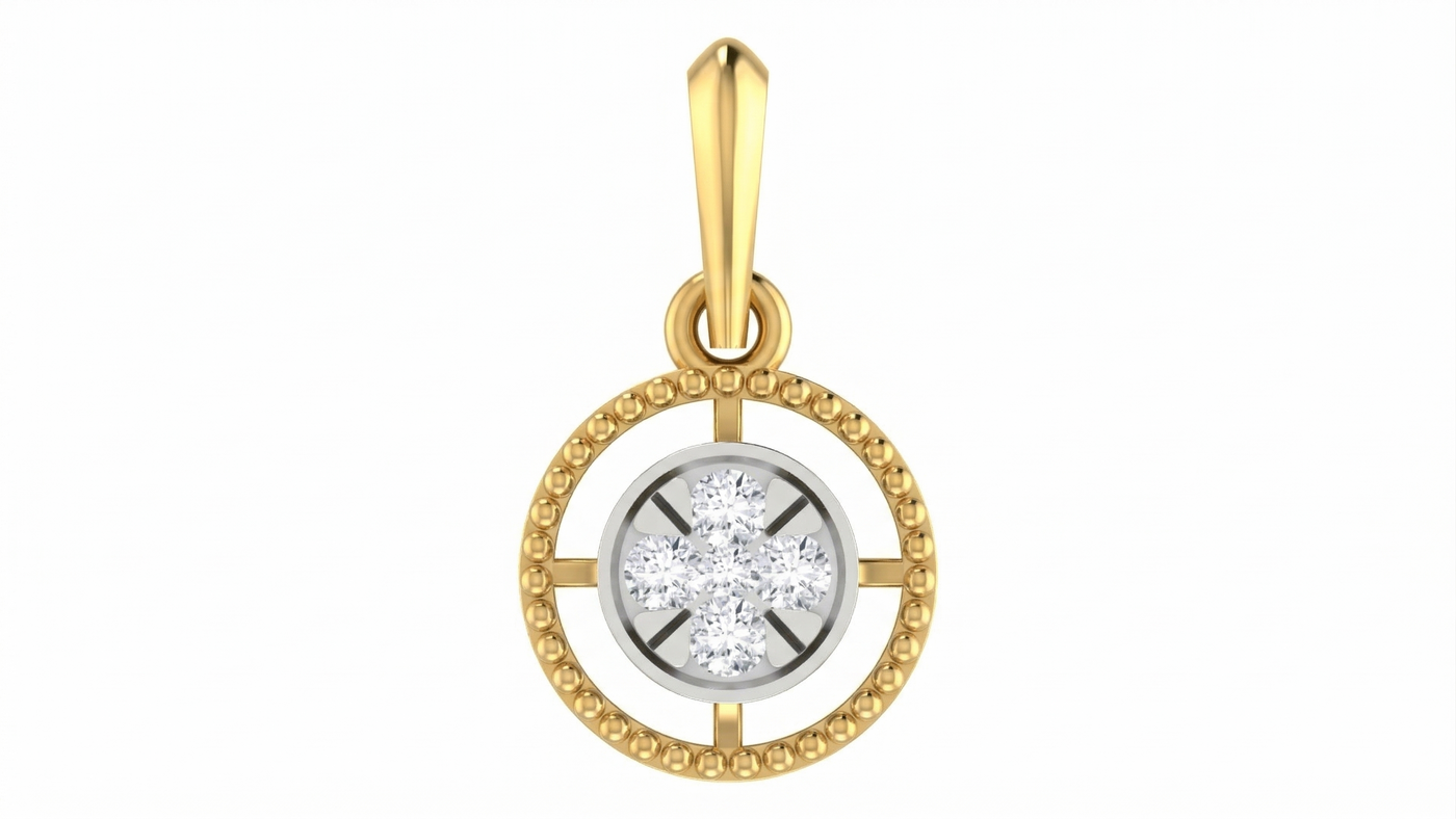 Gold & Diamond Round-Shaped Pendant Set KRC40577